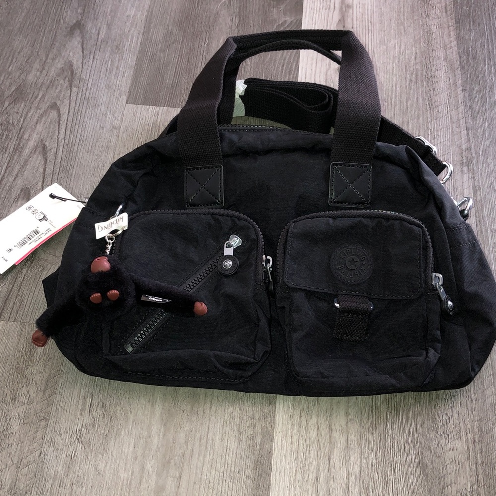 Kipling Defea Nylon Black Tonal Crossbody Shoulder Bag + Monkey Keychain NWT - Picture 2 of 16